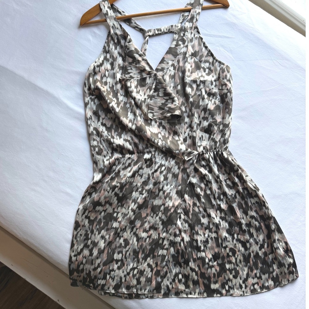 Greylin Anthropology Abstract Mini Dress Medium Faux Wrap Wedding Guest Y2k